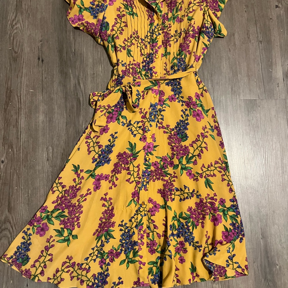 Nanette Lepore Purple Midi Sundress with V-Neck and Flutter Sleeves